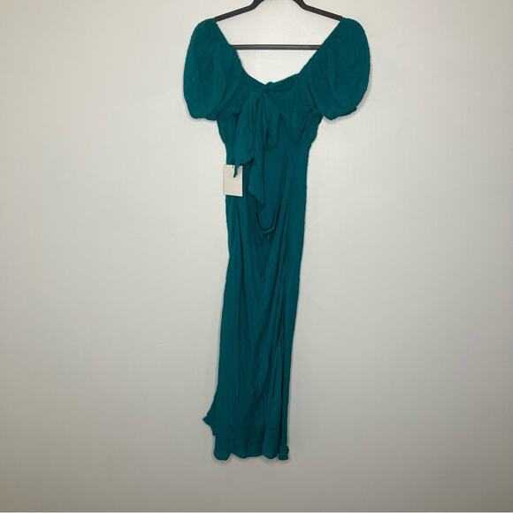 NWT MAJORELLE Solare Midi Dress Swiss Dot Teal Blue Medium - Picture 4 of 7